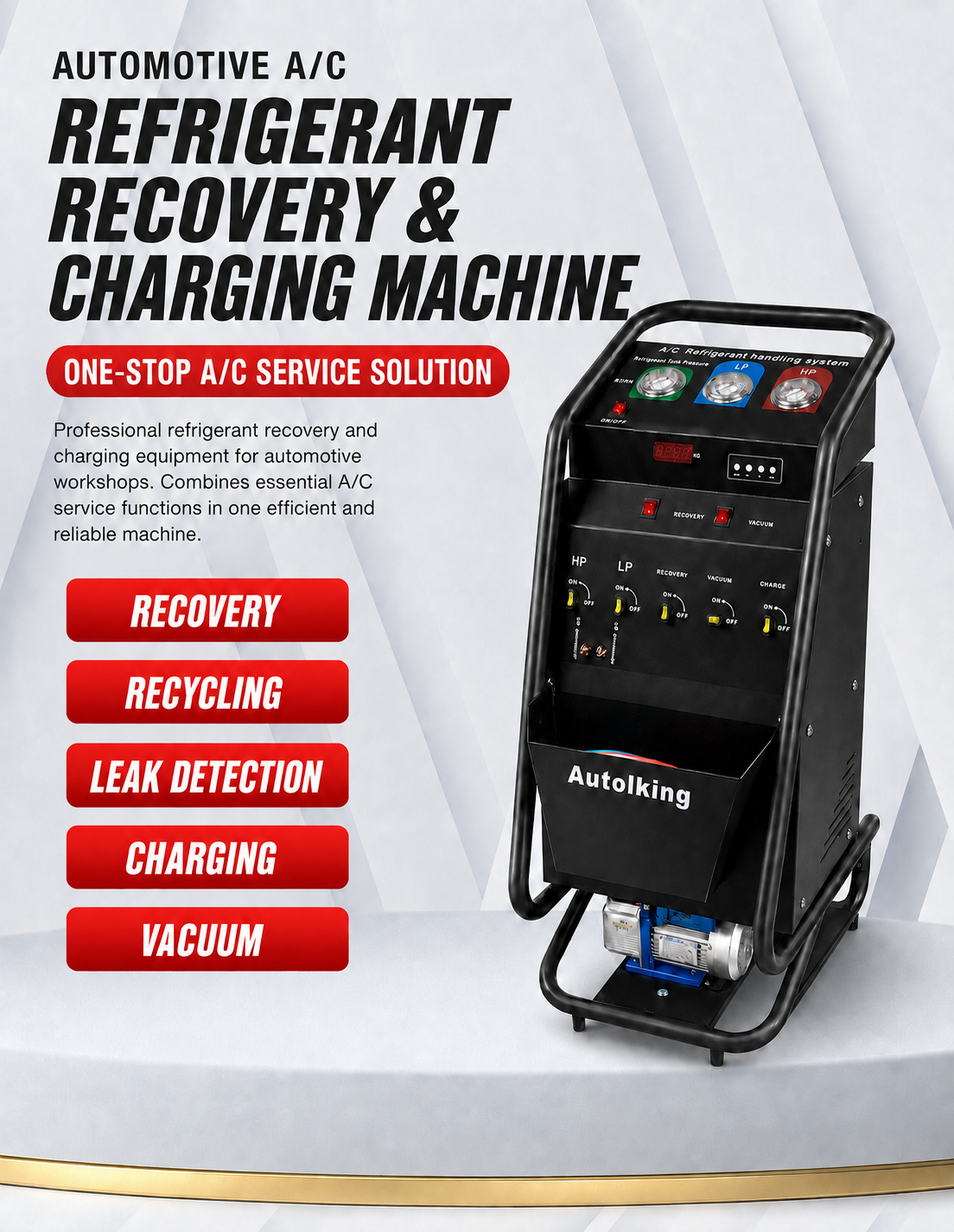 AC freon recycling and recharge machine